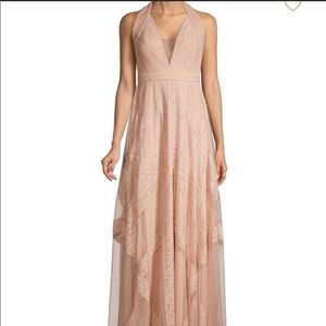 BCBGMaxAzria Women's Raissa Striped Lace Halter Gown Size 2